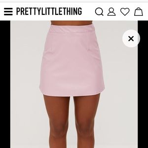 Pink faux leather mini-skirt